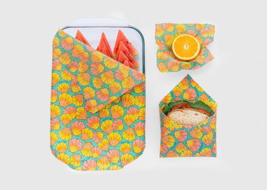 Beeswax Food Wrap - Sunrise Shell Print