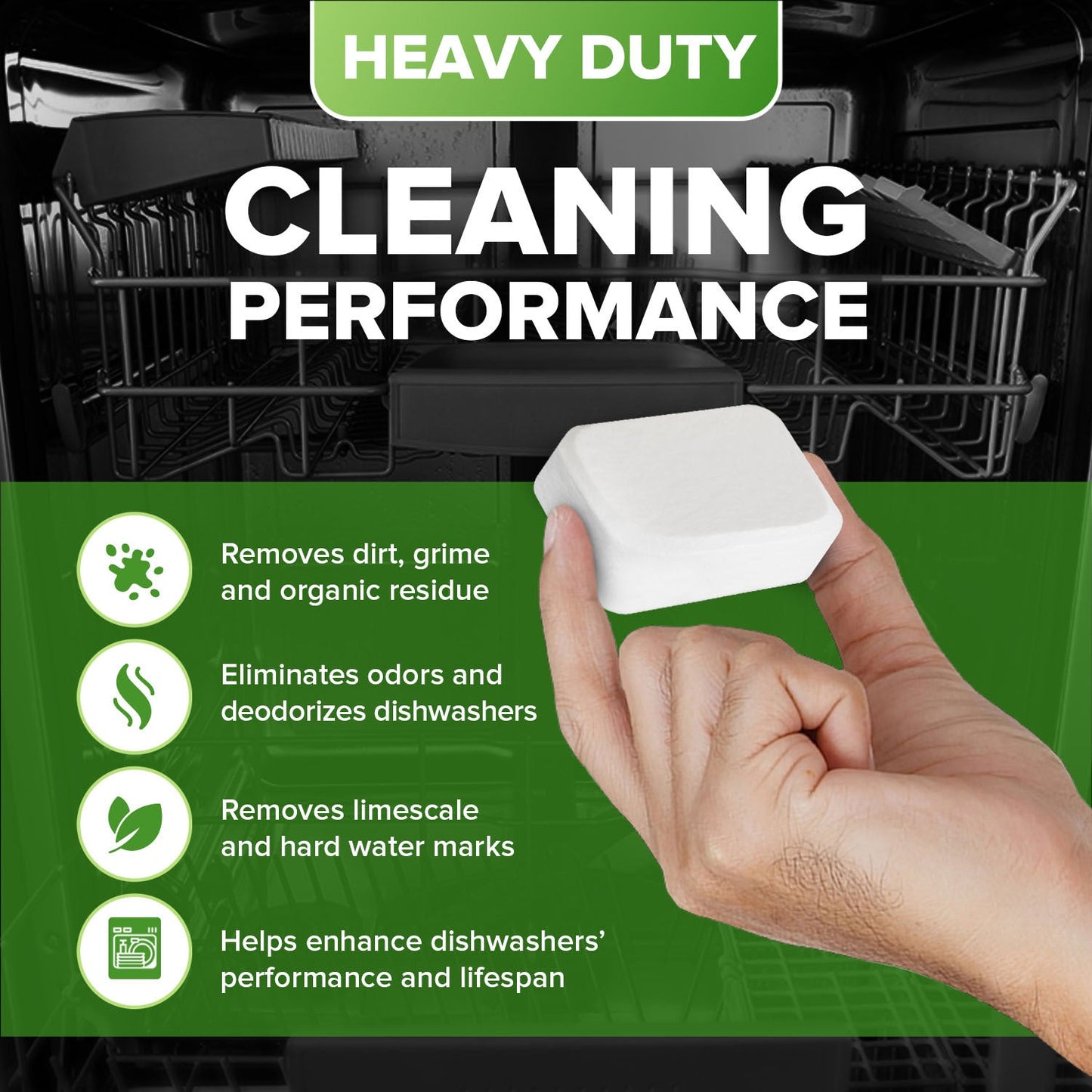 Dishwasher Cleaner and Deodorizer Tablets, Heavy Duty Deep Cleaning Descaler Removes Odor, Calcium, Limescale, Hard Water Marks - 1 Year Supply