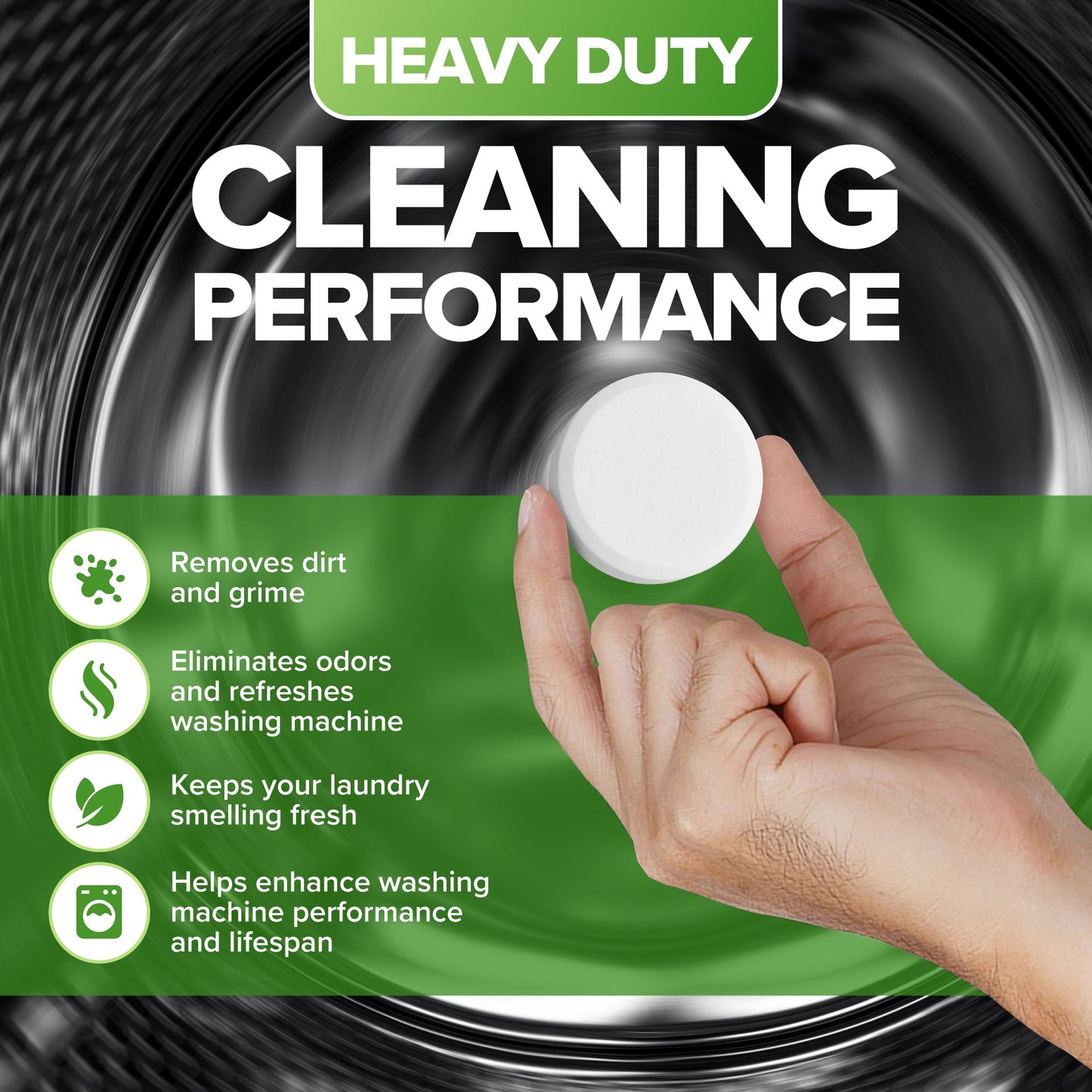 Washing Machine Cleaner Descaler Tablets - Heavy Duty Deep Cleaning for Front Load or Top Load Washer, 6 Pack