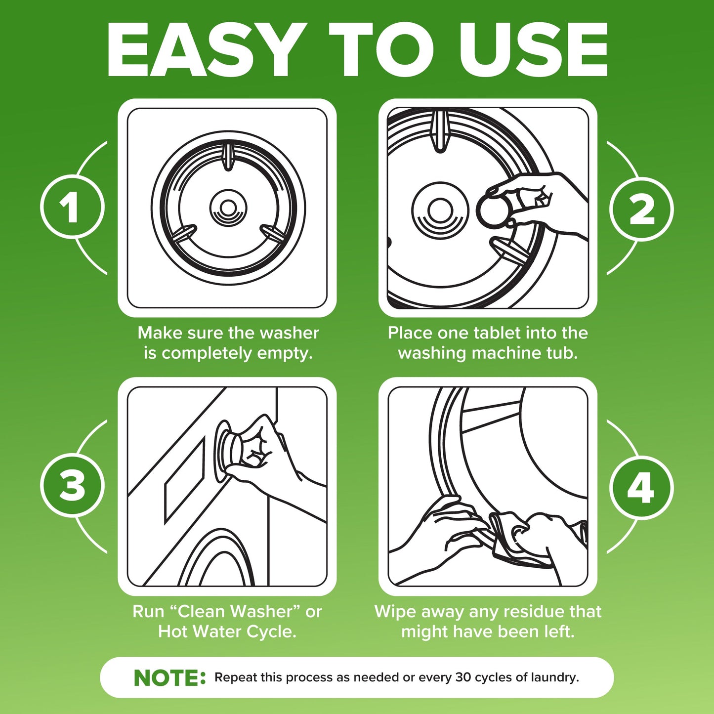 Washing Machine Cleaner Descaler Tablets - Heavy Duty Deep Cleaning for Front Load or Top Load Washer, 6 Pack