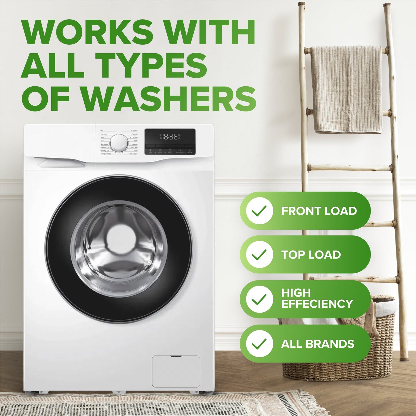 Washing Machine Cleaner Descaler Tablets - Heavy Duty Deep Cleaning for Front Load or Top Load Washer, 6 Pack