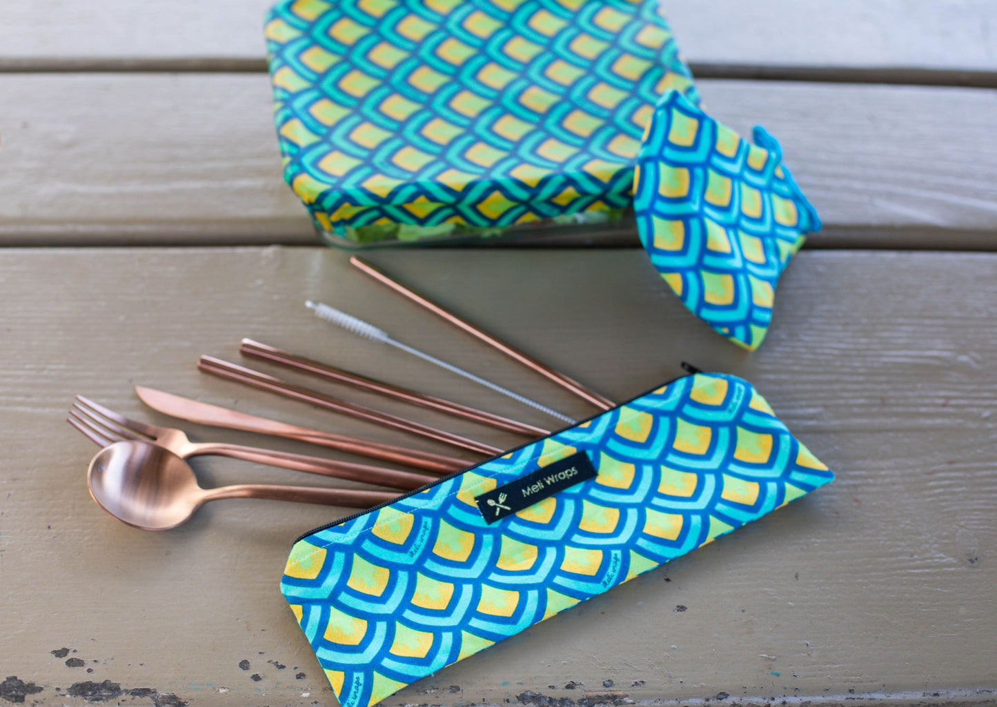 Meli Wraps Reusable Cutlery Set - Scales Design